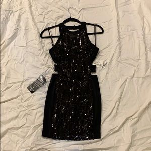 Bebe ‘Guilt Trip’ Sequin Cut-out Dress